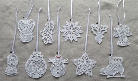 Christmas Ornaments Embroidered Christmas Lace Ornaments Fsl Ornaments