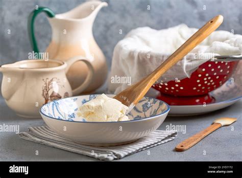 Traditional homemade cream cheese Stock Photo - Alamy