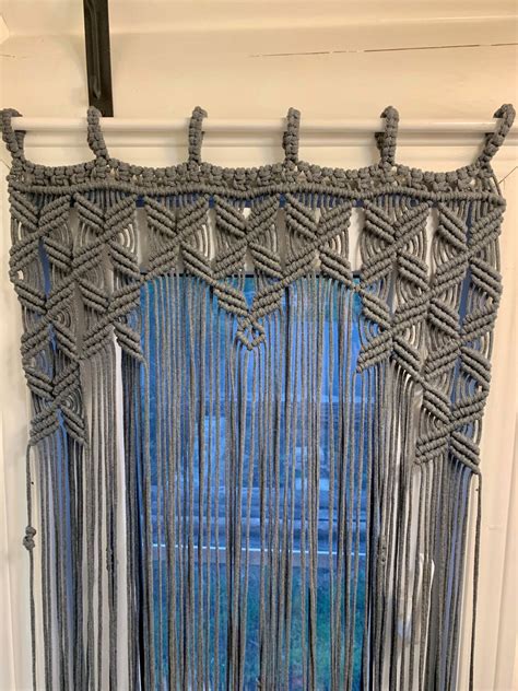 Macrame Window Curtainmacrame Room Dividermacrame Curtain Etsy