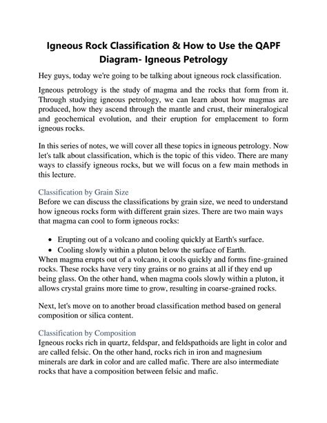 Solution Igneous Rock Classification How To Use The Qapf Diagram I