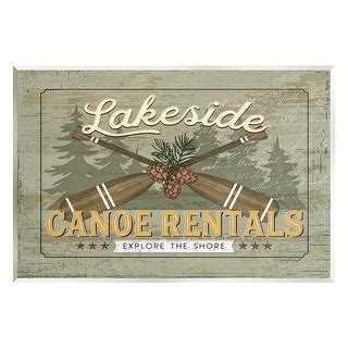 Stupell Lakeside Canoe Rentals Vintage Rustic Wall Plaque Art By