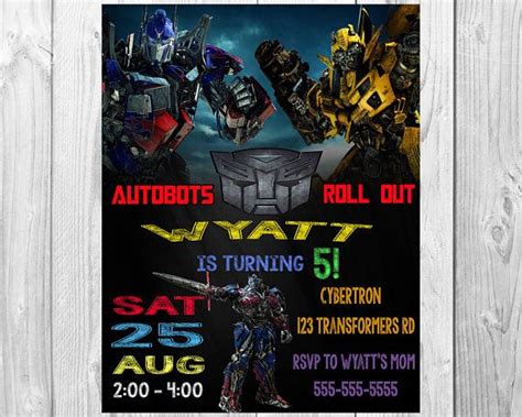 Transformers Birthday Party Invitations Transformers Transformer