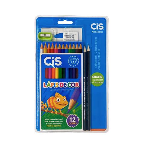 Lápis de Cor 12 Cores Kit Escolar Sertic