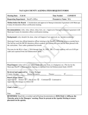 Fillable Online Navajocountyaz NAVAJO COUNTY AGENDA ITEM REQUEST FORM