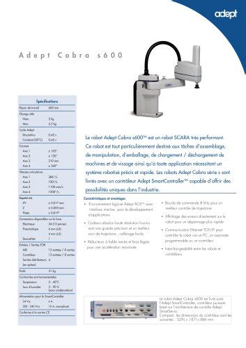 Adept Cobra I Omron Electronics Gmbh Catalogue Pdf