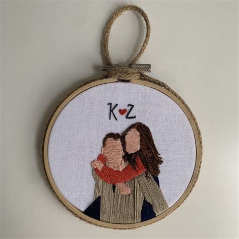 Standard Couples Embroidery Portrait Ornament Etsy Miniature