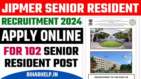 Jipmer Senior Resident Recruitment Apply Online For Senior