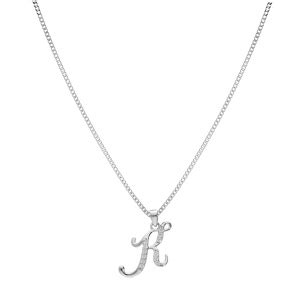 Collier avec pendentif en argent rhodié initiale K majuscule avec