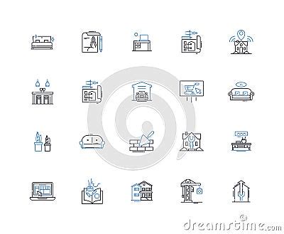 Residential Restoration Line Icons Collection Reconstruction