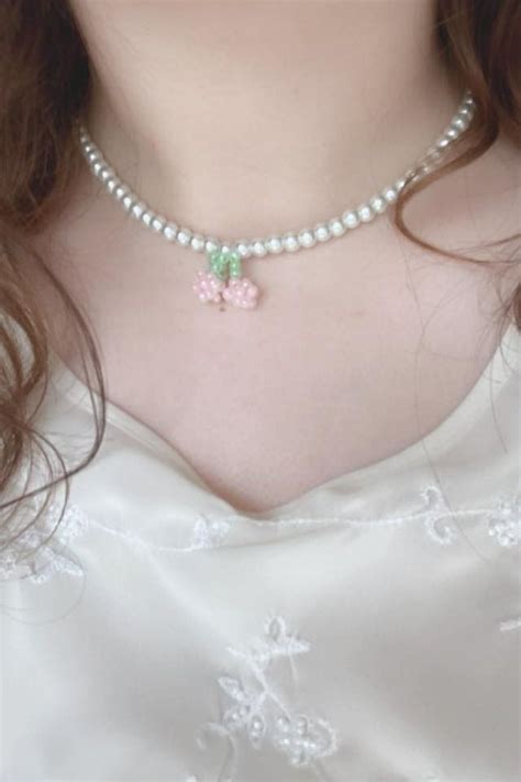 Handmade Cherry Beaded Necklace