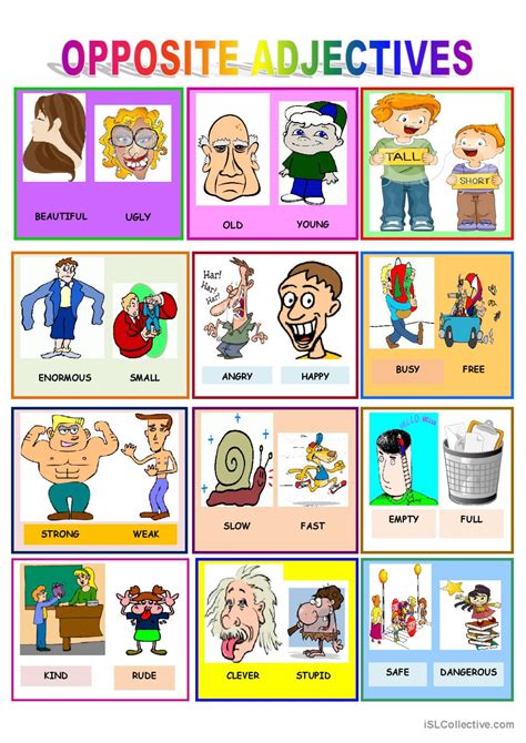 adjectives english esl worksheets