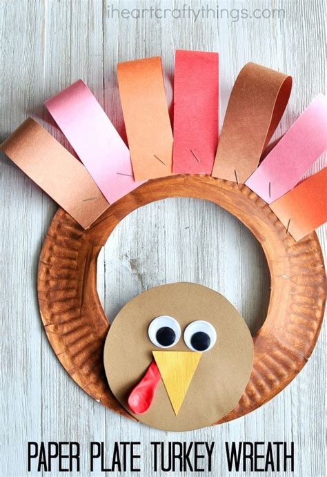 Paper Plate Thanksgiving Turkey Wreath I Heart Crafty Things