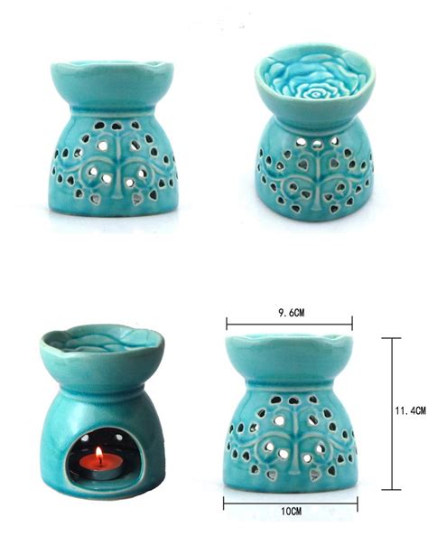 Pc Blue Hollow Lotus Ceramic Aromatherapy Oil Burner Union Source