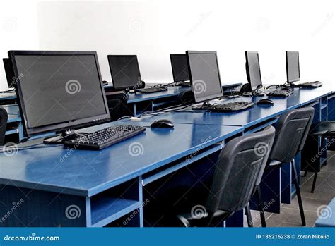 Modern computer classroom stock photo. Image of modern - 186216238