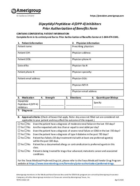 Fillable Online Pdf Prior Authorization Form Medical Injectables Providers Amerigroup Fax