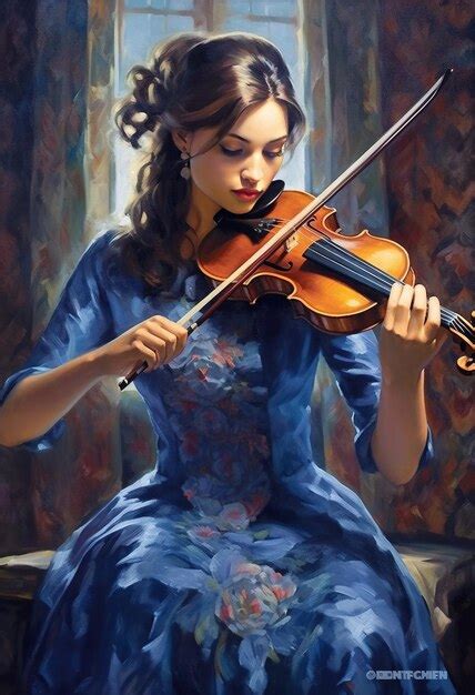 Premium AI Image A Painting Of A Woman Playing A Violin