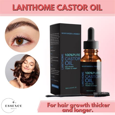 Lanthome 100 Pure Castor Oil Hair Growth Thicker Longer 10ml For