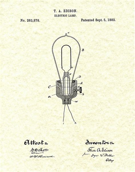 Thomas Edison Light Bulb Blueprints