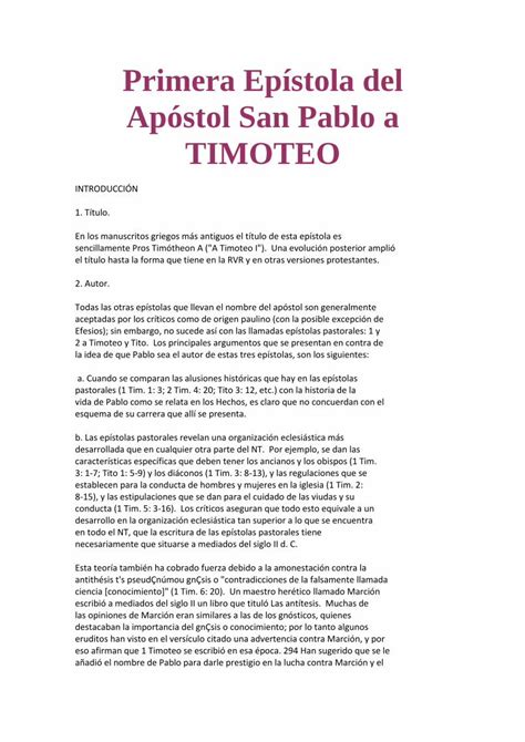 Pdf Primera Ep Stola Del Ap Stol San Pablo A Timoteohopeinjesus