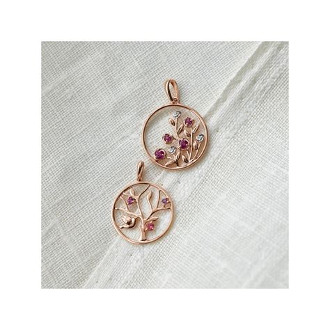 Pendentif Or Rose Arbre De Vie Pierres Fines Maty