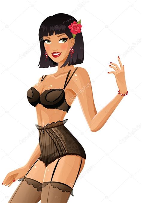 Beautiful Brunette In Lingerie Stock Vector Image By Deedl