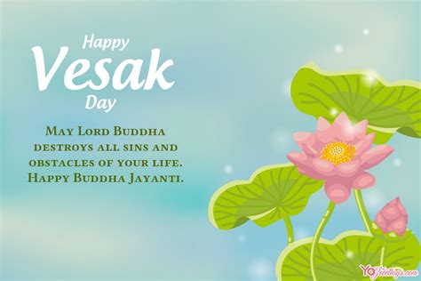 Happy Vesak Greeting Cards With Lotus Background