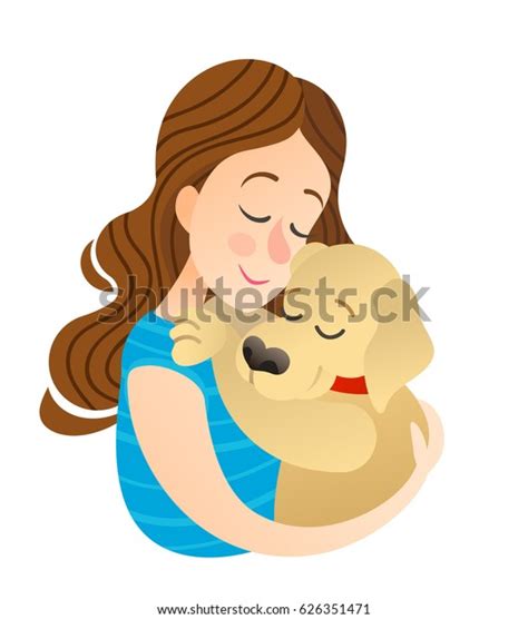 Vector Cute Cartoon Smiling Girl Hug Stock Vector (Royalty Free ...