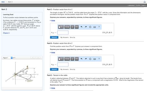 Solved Item Part A Position Vector From A To B Learning Chegg