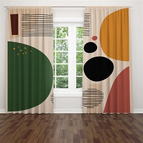 Abstract Art Geometric Mid Century Modern Blackout Window Curtains Roh