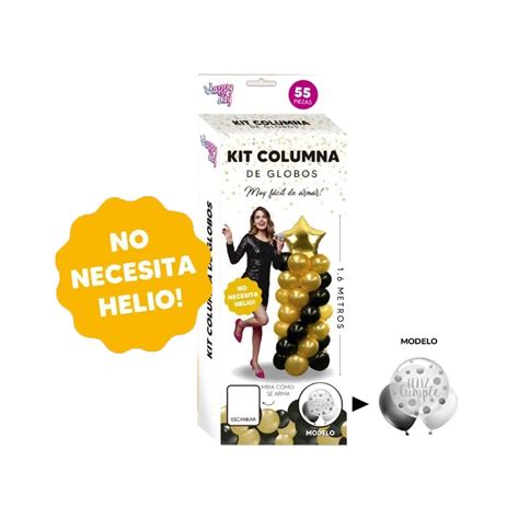 Kit Columna De Globos Modelo Feliz Cumple Plateado Kingo Cotill N