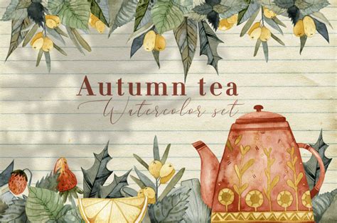 Autumn Tea Watercolor Set By By Anna Sokol TheHungryJPEG