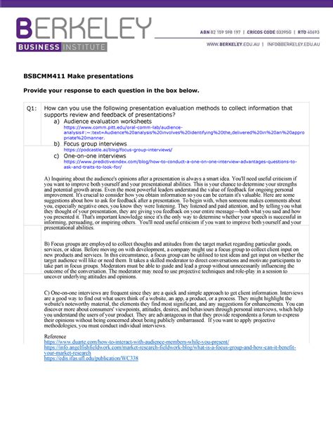 Assessment 1 Bsbcmm 411 Attaporn BSBCMM411 Make Presentations Provide