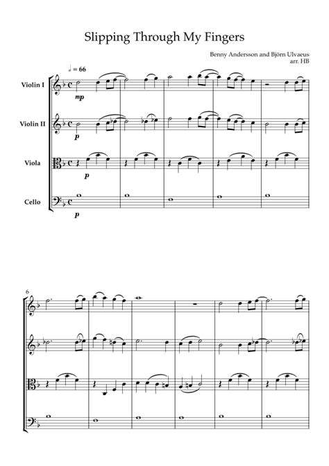 Slipping Through My Fingers Arr HB By ABBA Sheet Music For String