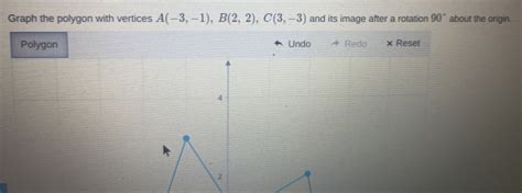 Solved Graph The Polygon With Vertices A 3 1 B 2 2 C 3 3 And Its Image After A Rotation