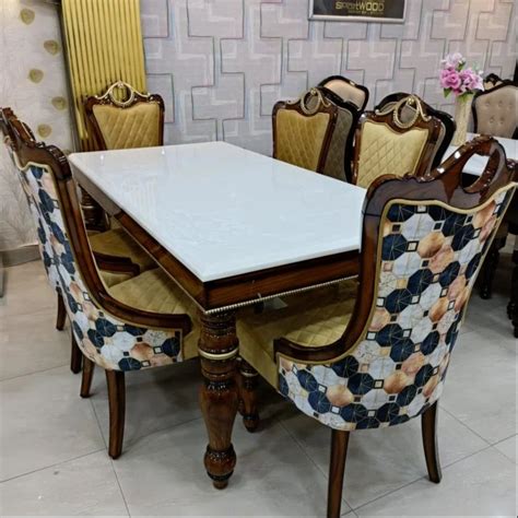 6 Seater Marble Top Wooden Dining Table At Rs 75000 Set In Milak ID