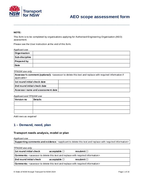 Aeo Authorisation Scope Assessment Doc Template Pdffiller