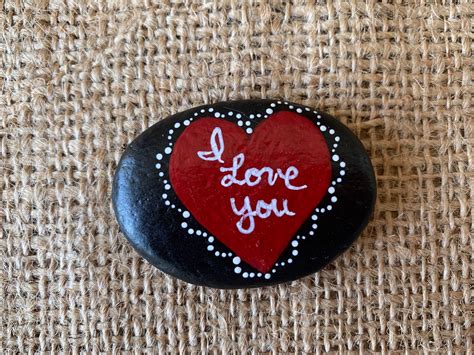 Valentines Day I Love You Painted Rock Red Heart Etsy Painted