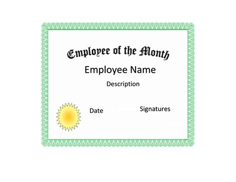 Free Printable Employee Of The Month Certificate Templates Pdf Word