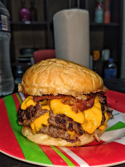 Homemade Double Bacon Cheeseburger