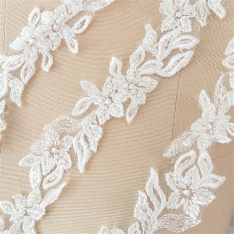 Beaded Ivory Alencon Lace Trim Sequin Trim Bridal Trim Etsy