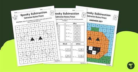 Bar Model Subtraction Math Color By Number Worksheet Teach Starter