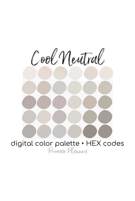 Cool Neutral Digital Color Palette Color Chart Goodnotes Etsy Cool