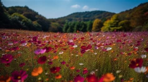 바람에 다채로운 코스모스 가을 풍경 코스모스 코스모스 꽃 가을 이미지 고화질 사진 사진 꽃 배경 일러스트 및 사진 무료