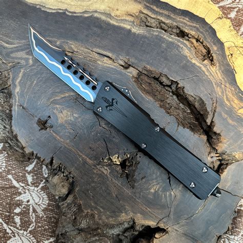 Marfione Custom Combat Troodon Hellhound Tanto Hefted Black Alloy Hot Blued Volcanic River