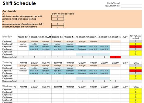 15 Free Employee Work Schedule Templates In Ms Excel And Ms Word Format