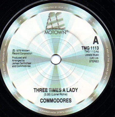 Commodores - Three Times A Lady (1978, Solid Centre, Vinyl) | Discogs