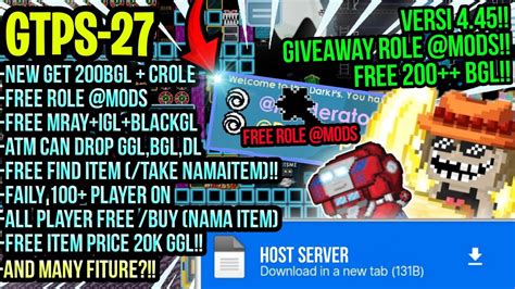 ANJAY FREE 200 BGL ROLE MODS GROWTOPIA PRIVATE SERVER TERBARU