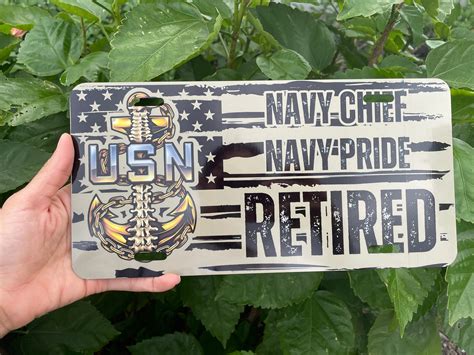 Navy Chief License Plate Custom License Plate Car Tag Navy Chief Retired Etsy