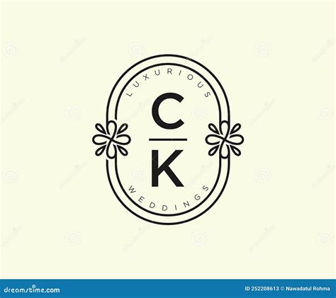 Ck Initials Letter Wedding Monogram Logos Template Hand Drawn Modern