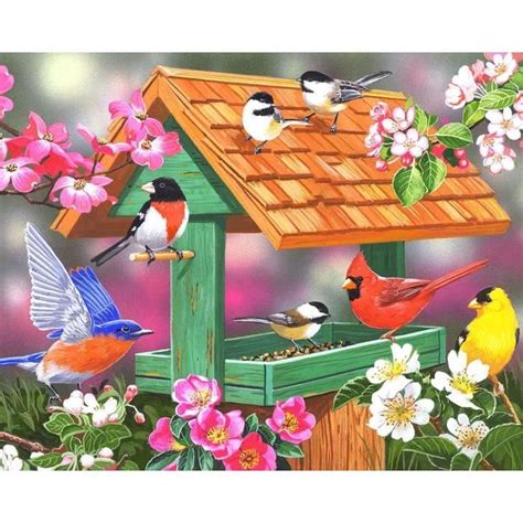 Diamond Painting Diy Cabane Aux Oiseaux Broderie Diamant Strass